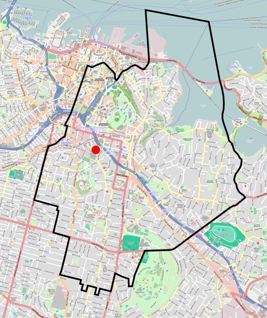 أوكلاند مدرسة متوسطة خريطة المنطقة