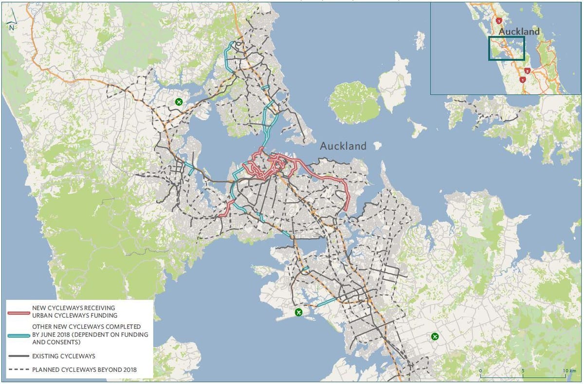 خريطة cycleway أوكلاند خريطة