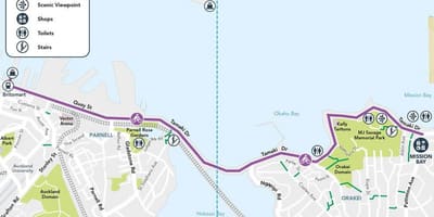 الوردي cycleway أوكلاند خريطة